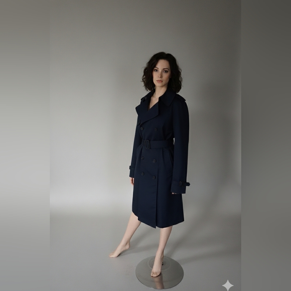 LONDON FOG NAVY BLUE SINGLE BREASTED BELTED‎ TRENCH COAT SIZE 42 REGULAR - Picture 3 of 11